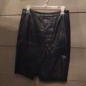 Black leather pencil skirt